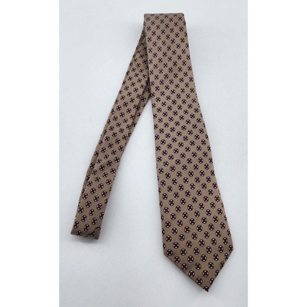 VTG CHAPS by Ralph Lauren Lord & Taylor Beige Patterned 100% Silk Necktie Tie